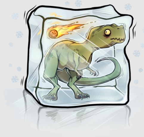 Dino in iceblock