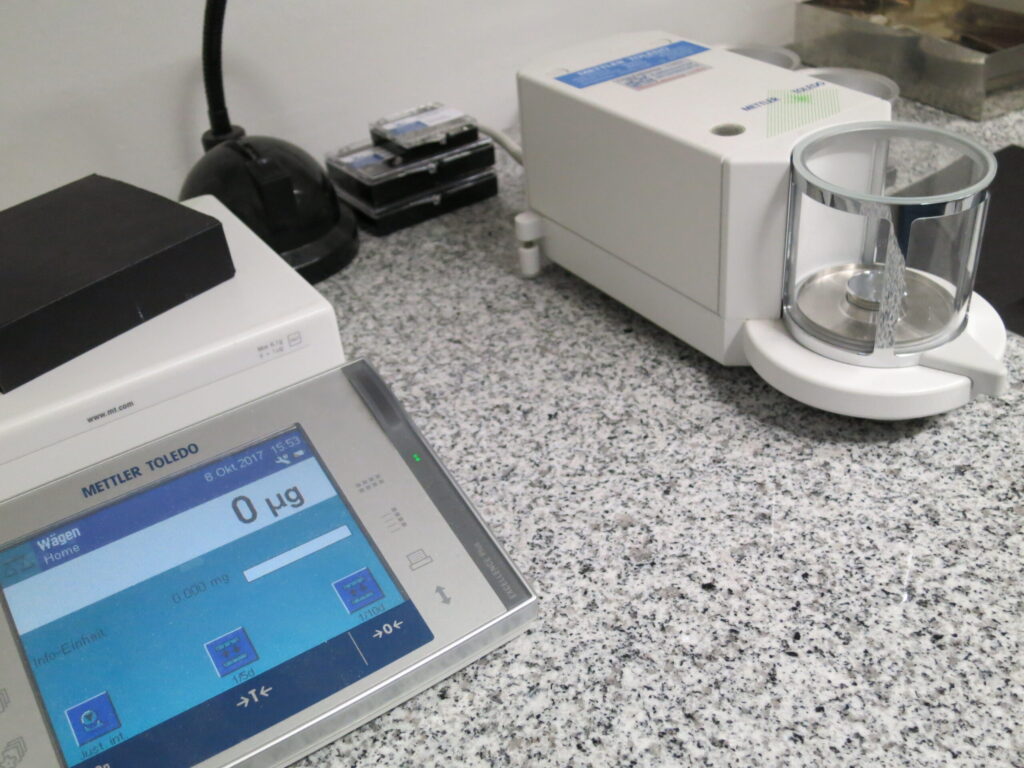 The image shows the microscale in the lab.